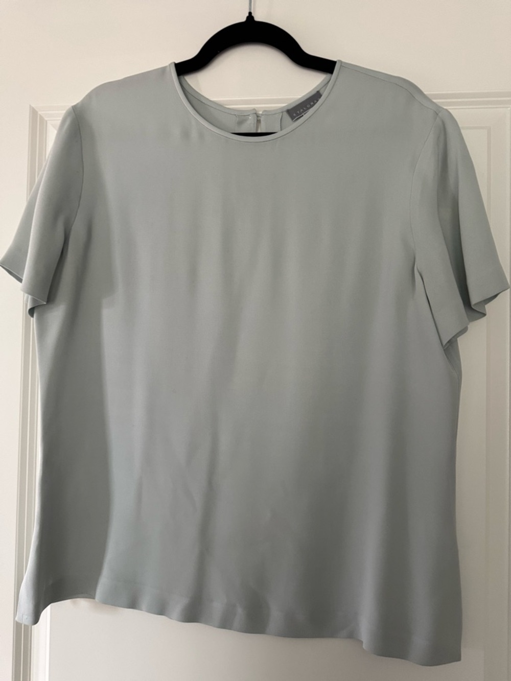 Light Mint Short Ruffle Sleeve Women's Blouse